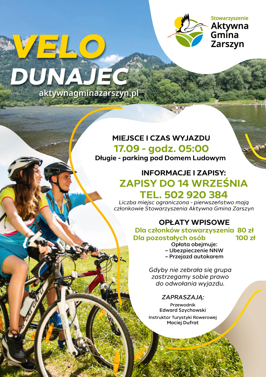 Wyjazd rowerowy - Velo Dunajec z Aktywną Gminą Zarszyn